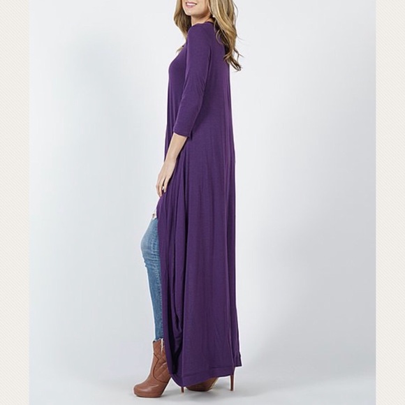 S M L DARK PURPLE HI LOW LO SHIRT TOP TRENDING - Picture 4 of 7